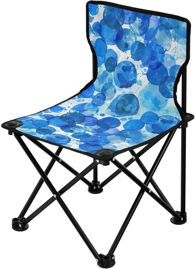 White Background Blue Circles Translucency Folding Camp Chairs for Adults Ultra-Lightweight Portable Chairs for Adults with Carrying Bag Travel Chair for Traveling Camping