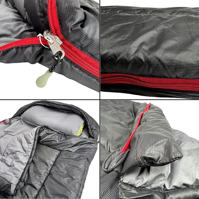 Near Zero Peralta 25°F Lightweight Sleeping Bag – Sorona Insulation for Outdoor Camping Compact 2.5 lb Design 20D Ripstop Nylon Shell – 86x33 Compresses to 10x6
