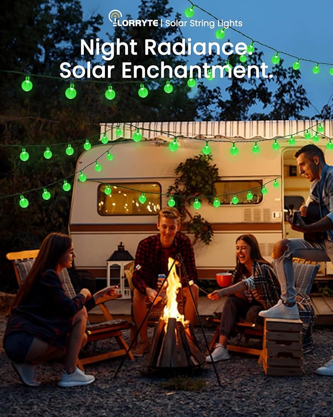 2-Pack 100 LED Green Solar String Lights Outdoor - 64FT Crystal Globe Waterproof Solar Powered Lights for Outside with 8 Lighting Modes for Patio Decorations Garden Party Porch Wedding Yard