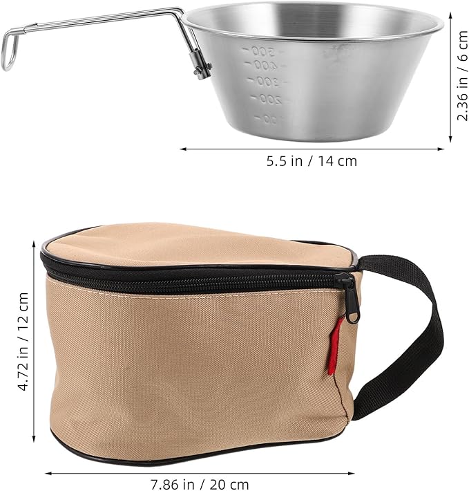 NOLITOY Portable Stainless Steel Camping Bowls Set with Foldable Handle Heat Cold Resistant Outdoor Backpacking Dinnerware for Hiking Picnic and Travel