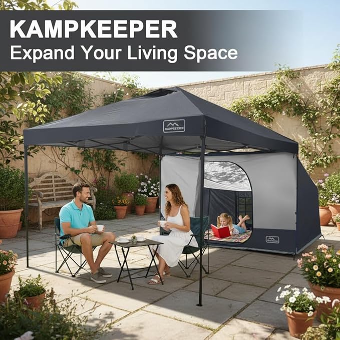 KAMPKEEPER 2 Person Canopy Side Tent Camping Tent for 10x10 Canopies Easy Up Cube Tents Gazebo Room with Mesh Window for Camping Storage Events(Canopy Not Included)