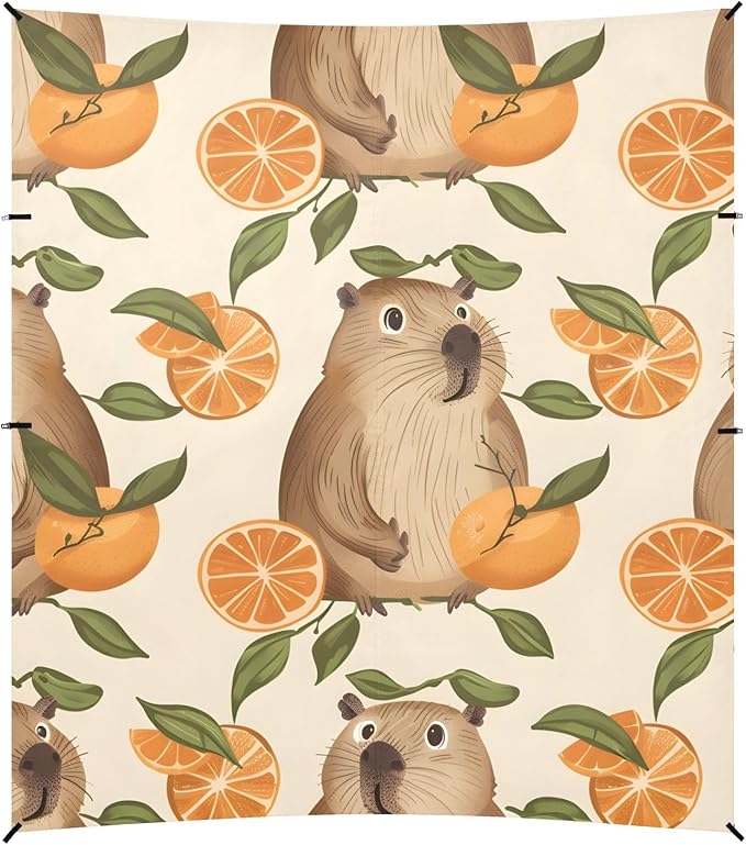 Cute Capybaras with Juicy Oranges Camping Sun Shelter Beach Tent Portable Beach Sun Shade Outdoor Canopy for Camping Trips Fishing Picnic