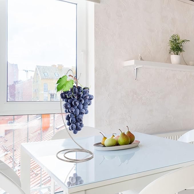 Banana Holder Stand Multifunctional Banana Stand for Kitchen Counter Stainless Steel Banana Rack with Hooks for Hanging Bananas Grapes Longan and Other Fruits Silver 12.6 * 5.7 Inch