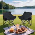 2 Pack Folding Camping Chairs Portable Beach Chairs &amp Reclining Camping Chair with Side Pockets Compact Recliner Chairs for Camping Picnics Fishing Beaches Barbecuesand (2Pcs Black)
