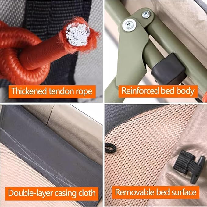 Raised Pillow Design Camping Cot for Adults Portable Folding Bed for Sleeping Tent Cot with Super Soft Removable Mattress