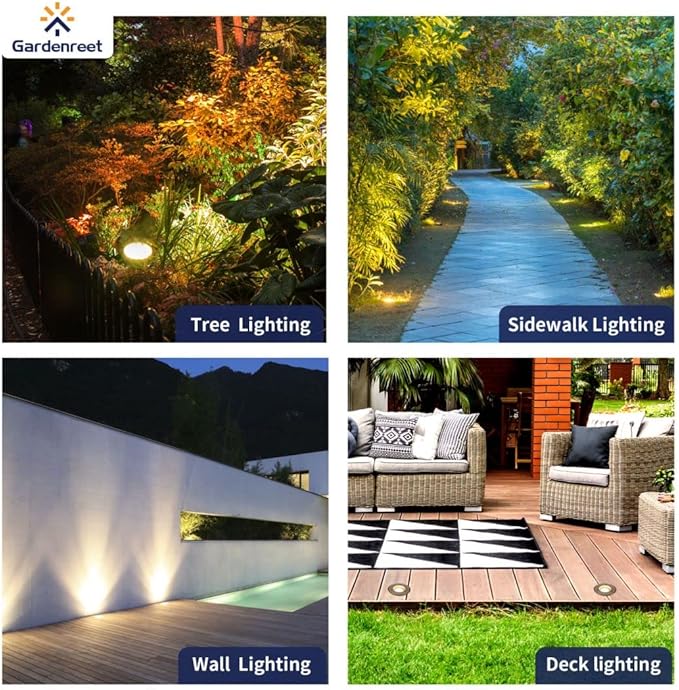 Gardenreet Low Voltage Well Light - Brass All Weather Ip65 Hardwired In-Ground LED Lighting 12V Directional Fixture Antique Bronze for Floor Pathway Tree Without MR16 Bulb