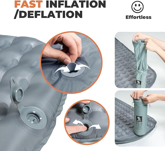 Insulated Inflatable Sleeping Pad 17oz 5.1R-Value Ultralight Sleeping Pad Lightweight Sleeping Mat for Camping Hiking Backpacking Camp Mattress Pad