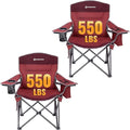 FUNDANGO Oversized Camping Chairs for Adults Heavy Duty Fold Up Sports Games Lawn Chairs Extra Wide Big Man Outdoor Chairs with Padded Lumbar Support Backrest Bag Included for Camp Beach 2 Pack