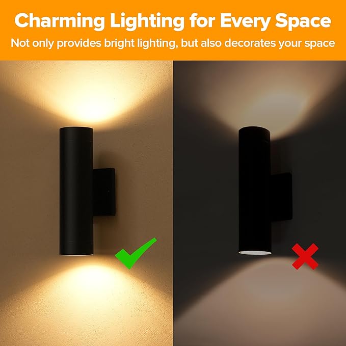 LUTEC Dusk to Dawn Outdoor Wall Lights 16W Integrated LED Cylinder Up-Down Sconce 3000K Waterproof Aluminum Exterior Lighting Matte Black Modern Porch and Entryway Wall Light Fixture 2 Pack