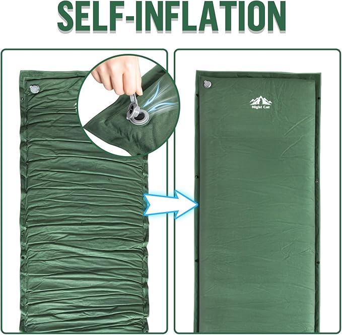 Night Cat Camping Cot Tent with Self-Inflating Sleeping Pad and Camping Sleeping Bag Waterproof 1-Person Off-Ground Combo Cot Bed for Adults Portable Easy Set-up Tent