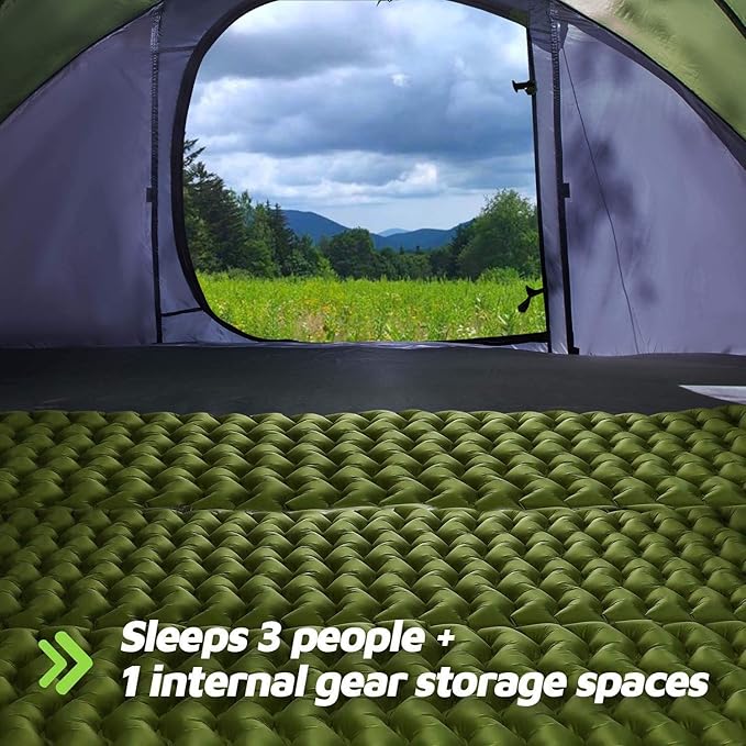 4 Person Easy Pop Up Tent9.5’X6.6’X52''Waterproof Automatic Setup2 Doors-Instant Family Tents for Camping Hiking &amp Traveling