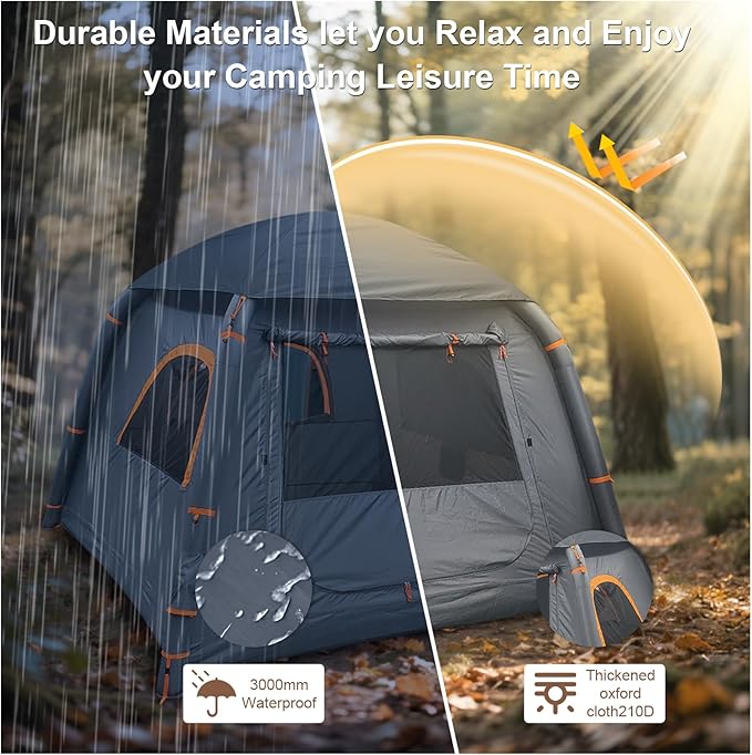 Inflatable Tents for Camping2/4 Person Easy Setup Blow Up Tents for 4 Seasons Waterproof InflatableTent for Camping Air Glamping Tents for Camping Adult