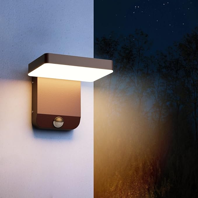 Motion Sensor Outdoor LightBronze LED 24W Exterior Motion Porch Light Modern Outdoor Wall Sconce IP65 Waterproof 3000K for House Garage