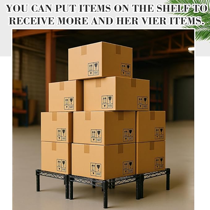 3 Pack Dunnage Rack 13.8 Long x 13.8 Wide 5.9 Height Mild Steel Dunnage Rack 1000+ Pound Capacity Storage Commercial Food Service Storage in Restaurant Kitchens Shop(Black)