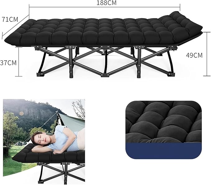 Folding Camping CotCamping Cot for Adults Portable Sleeping Bed with Carry Bag Heavy Duty Foldable Cots for Hiking Home Office Naps and Vacation