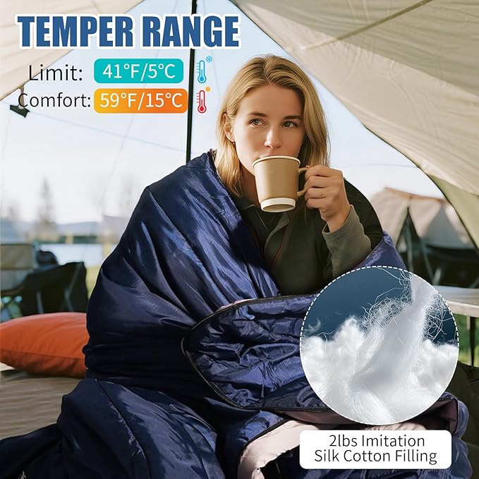 REDCAMP Sleeping Bags for Adults Fleece Warm Sleeping Bag 3-4 Season Comfortable for Hiking Traveling &amp Outdoor Activities