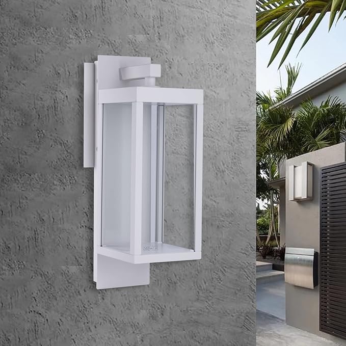 Modern Outdoor Light Fixtures Dusk to Dawn Outdoor Lighting15 Exterior Wall Sconce Porch Light Black Garage Lights Wall Lamp Waterproof Outdoor Lights for House Garden Front DoorWhite