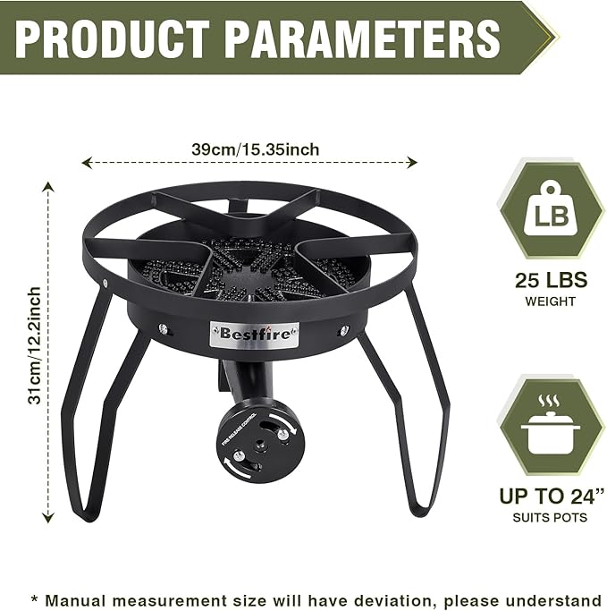 Bestfire 16 Single Propane Burner Camping Stove with 4 Feet High Pressure 0-20 PSI Gas Burner Adjustable Hose 200000 BTU for Frying Camping Home Brewing and Turkey Frying