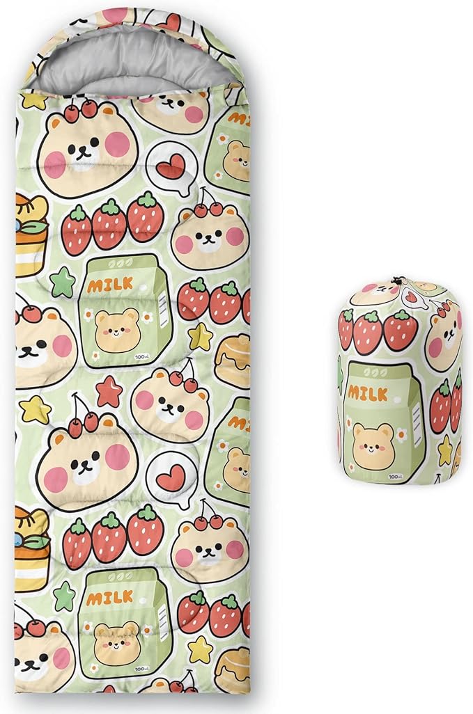 Kids Sleeping Bag for Boys GirlsRocket Moon Print-Lightweight Warm Portable Outdoor Indoor-Waterproof Cold Weather Resistant Sleeping Bag for Camping Hiking