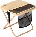 Camping Stool Upgraded FoldableStool Aluminum Alloy Bracket Portable outdoorfolding Chair with Pocket for Queuing FishingHiking Tours BBQ Parties Outdoor Camping Accessories(Khaki)