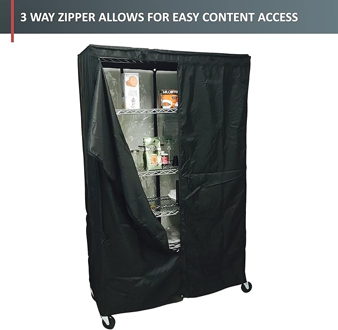Storage Shelving Unit Cover fits Racks 36 Wx18 Dx72 H (Cover Only Black Color)