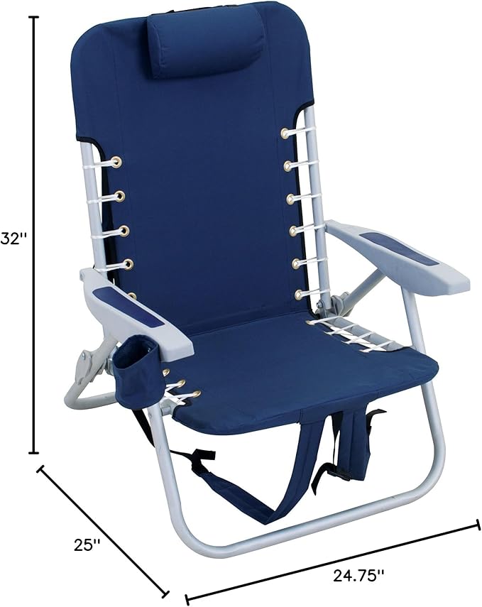 Rio Brands ASC529 4-Position Backpack Lace-Up Suspension Folding Beach Chair