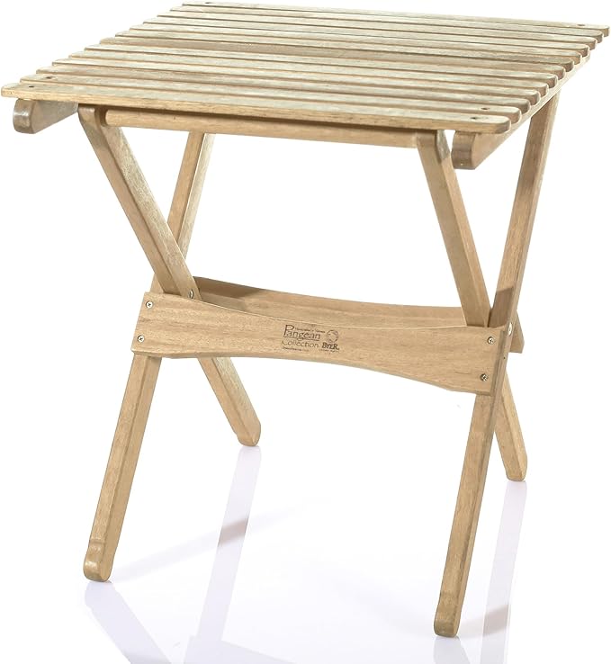 BYER OF MAINE Pangean Folding Wooden Side Table – 22 L x 20 W x 20 H Folding Ash Wood Table for Patio Porch Balcony Camping &amp Garden Use