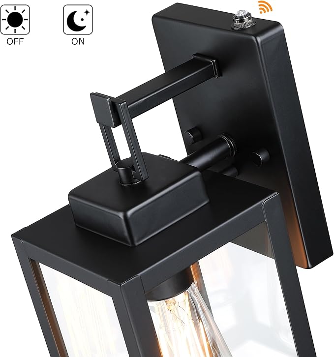 12 Inch Outdoor Wall Lights Dusk to DawnExterior Sconce Lights with Sensor Photocell Black Wall Lantern for Porch Patio Garage Dusk to Dawn Outdoor Lighting