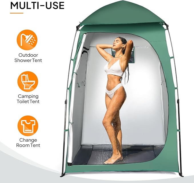 VINGLI 6.8FT Shower Tent Large Instant Pop Up Shelter with Mesh Floor &amp Carrying Bag Privacy Changing Room Tent for Toilet Camping Dressing Lightweight &amp Sturdy Easy Set Up