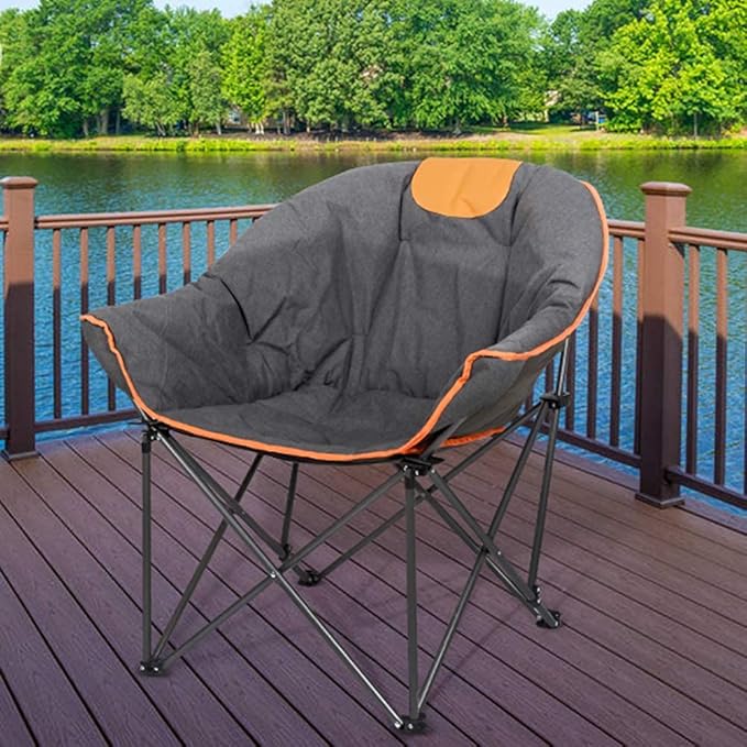 Suntime Sofa Chair Oversize Padded Moon Leisure Portable Stable Comfortable Folding Chair for Camping Hiking Carry Bag(2 Pack)