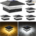 Solar Post Cap Lights Outdoor 6pack Waterproof Fence Post Lights with 16 Ultra Bright LEDs Fit 4x4 Wood/Vinyl Posts Black Deck Post Lights with Warm/Cool White for Garden Patio Porch Yard