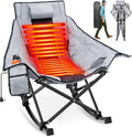 Suteck Heated Rocking Camping Chair XL Oversized Rocking Chair Outdoor with 3 Heat Levels for Back and Seat Heated Chairs Outdoor Sports for Patio Lawn Picnic Travel Battery(Not Included)
