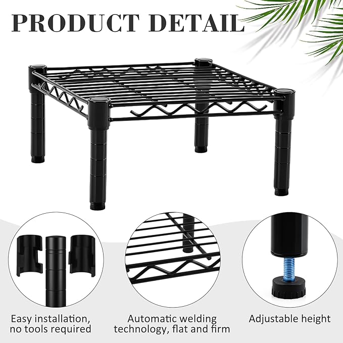 3 Pack Dunnage Rack 13.8 Long x 13.8 Wide 5.9 Height Mild Steel Dunnage Rack 1000+ Pound Capacity Storage Commercial Food Service Storage in Restaurant Kitchens Shop(Black)