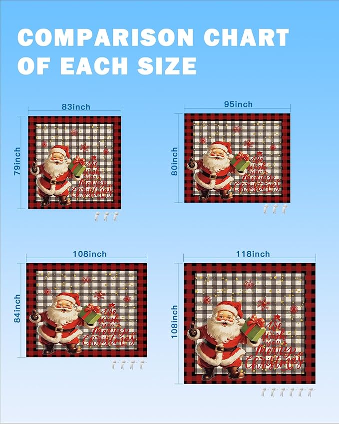 Beach Blanket Waterproof Sandproof Santa Claus Christmas Winter Snowflakes Quick Drying Beach Mat with 4 Stakes Red Black Buffalo Plaid Lightweight Picnic Blanket for Travel Camping 118x108