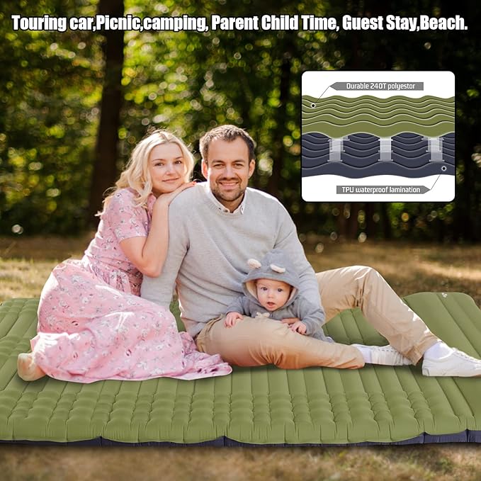 Megior Camping Sleeping Pad Extra Thickness 4 Inch Inflatable Sleeping Mat Lightweight Waterproof Camping with Built-in Air Pump Air Mattress for Backpacking Hiking Tent Traveling