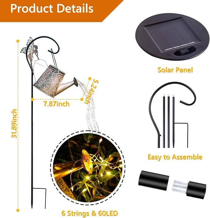 Solar Watering Can Light Solar Outdoor DecorativeGarden Decor Lights for Yard IP65 Waterproof Hanging Lantern Landscape Lights Garden Gifts for Mom Grandma Women Birthday
