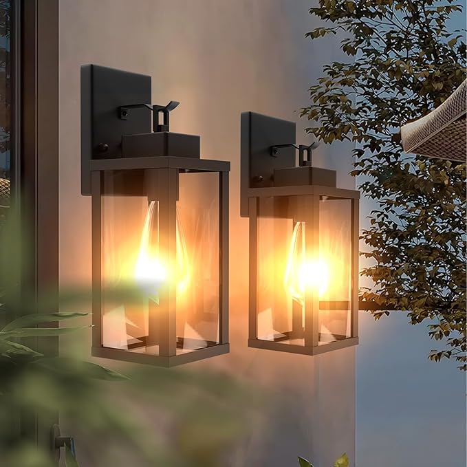 Outdoor Wall Light Fixtures Anti-Rust Porch Lights Outdoor Waterproof Exterior Lighting Fixtures Wall Lantern for Patio Front Door Garage - 2 Pack