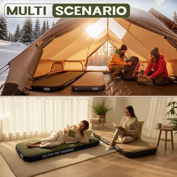 UPWELL Self Inflating Sleeping Pad 4.5 Thickness Camping Mattress with Solid Foam Single Sleeping Mat Portable Fast Inflation for Outdoor Mat Portable Roll Upwith air Pump