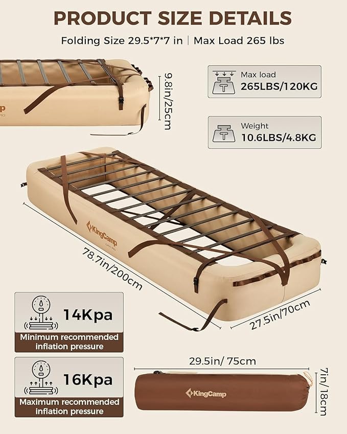 KingCamp Air Mattress Frame Portable Inflatable Camping Cot Base Heavy Duty Bed Frame for Outdoor Travel &amp Home Tent (Bed Frame Only Air Pump and Mattress Not Included) - 2 Packs
