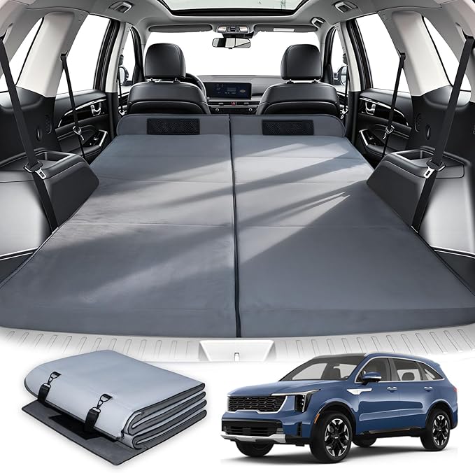 Car Bed for 2025-2026 Kia Sorento Foldable Non-Inflatable Memory Foam Camping Mattress Thickened Portable Trunk Sleeping Pad Air Mattress Upgrade for Camping &amp Travel Essentials With Storage B