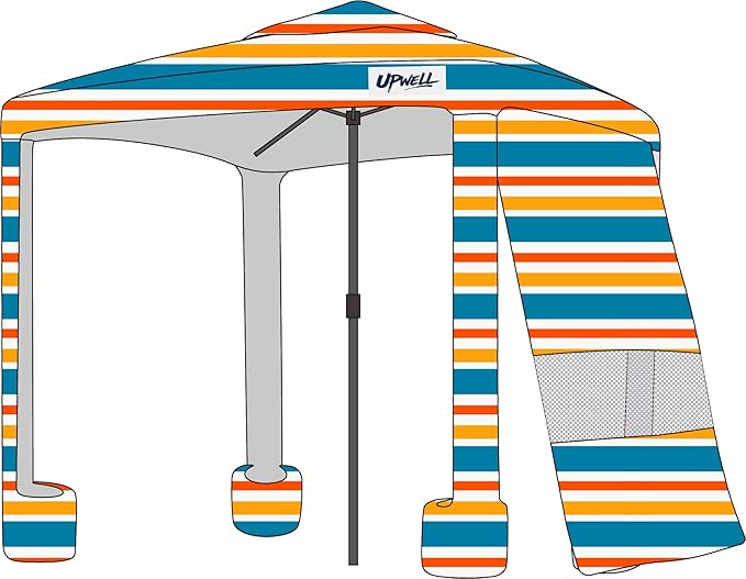 UPWELL Beach Tent Easy Set Up Canopy Sun Shelter Shade with UPF 50+UV Protection Portable Beach Umbrella Outdoor Sunwall with Sand Pockets for Fishing Backyard Camping(Mint Sorbet)