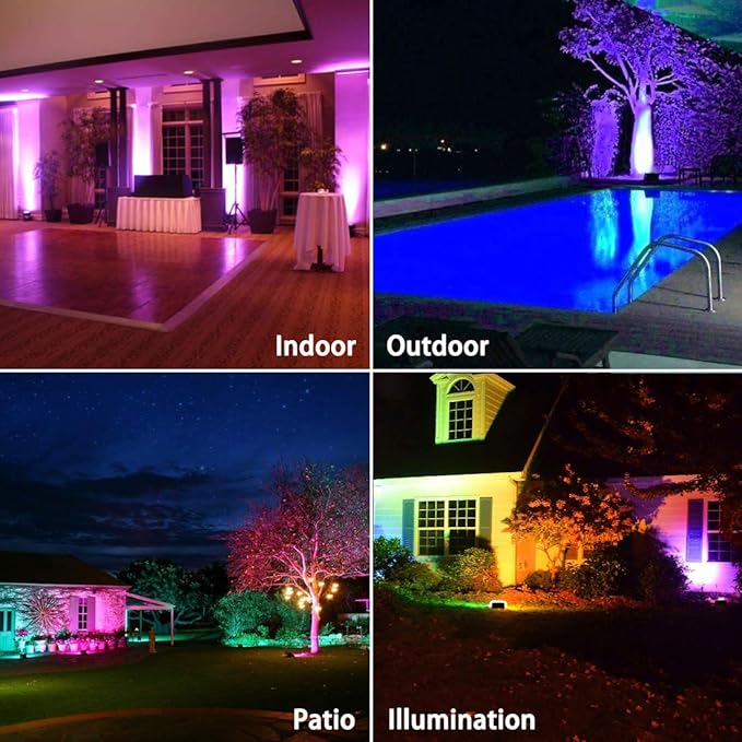 MELPO Led Flood Light Outdoor 50W RGB Color Changing Landscape Lighting with Remote Timing - 12 Colors - 4 Modes IP66 Waterproof US 3-Plug (Pack of 2)