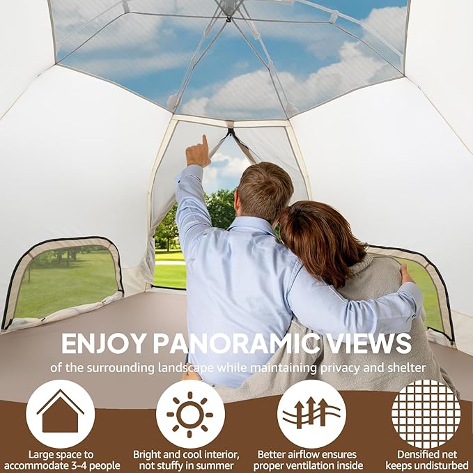 Chihee Camping Tents Pop-Up Stand-up Tent Family Cabin Tent with Awning Porch 3-Person Outdoor Shelter with Screen Room Large Capacity Waterproof and Windproof Easy SetupTraveling Hiking Picnic