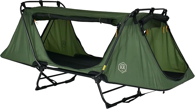 Kamp-Rite Anniversary Series 1 Person Tent cot with 20 Degree Outfitter Sleeping Bag and Self Inflating Sleeping pad for Camping Hunting Fishing 3 Piece Bundle Package (Olive)
