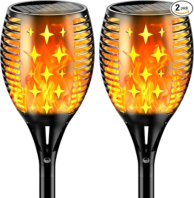 YoungPower 43'' Large Solar Torch Lights Flickering Flames Torches Waterproof Outdoor Flame Decoration Lighting for Yard Driveway 2 Pack