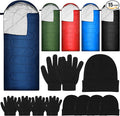 Tranqun 5 Packs Sleeping Bags for Homeless 5 Winter Beanies 5 Gloves Adults 0 Degree Camping Sleeping Bag Waterproof Lightweight for Donation Shelter