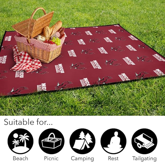 LOGOVISION North Carolina Central University Picnic Outdoor Blanket 50x60 Logo Pattern Foldable Blanket for Picnic Beach Camping Park Tailgate