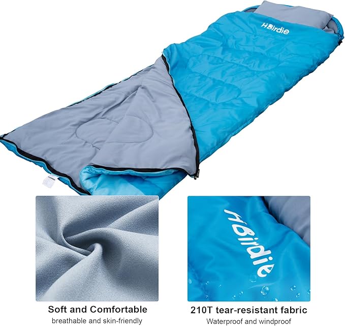 Adult Sleeping Bag with Pillow Comfortable Durable &amp Waterproof Lightweight for Adults Kids Spring Summer Autumn 3 Seasons Travel Camping Outdoor