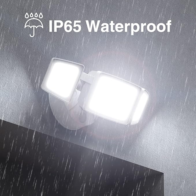 Onforu 70W LED Dusk to Dawn Flood Lights 7000LM White Exterior Security Outdoor LightingIP65 Waterproof Outdoor 3 Adjustable Heads Photocell Light Fixture6500K Floodlight for GaragePatioYard