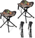 LDAILY 2 Pack Camo Hunting Stools Sturdy Metal Frame Lightweight Portable 15.5 Seat Height 330lbs Capacity Square-Shaped Cushion Ideal for Hunting Fishing Camping